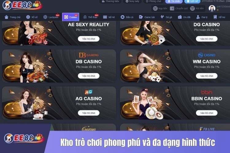 Kho trò chơi phong phú và đa dạng hình thức